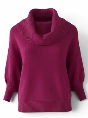 Express Deep Pink Cowl Neck 3/4 Sleeve Angora Blend Knit Sweater Size Small